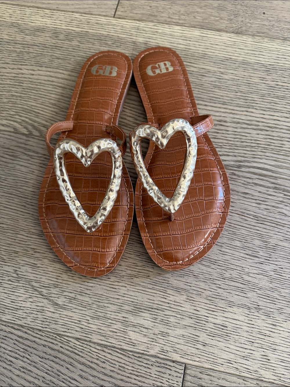 Gold Heart-Embellished Women's Sandals